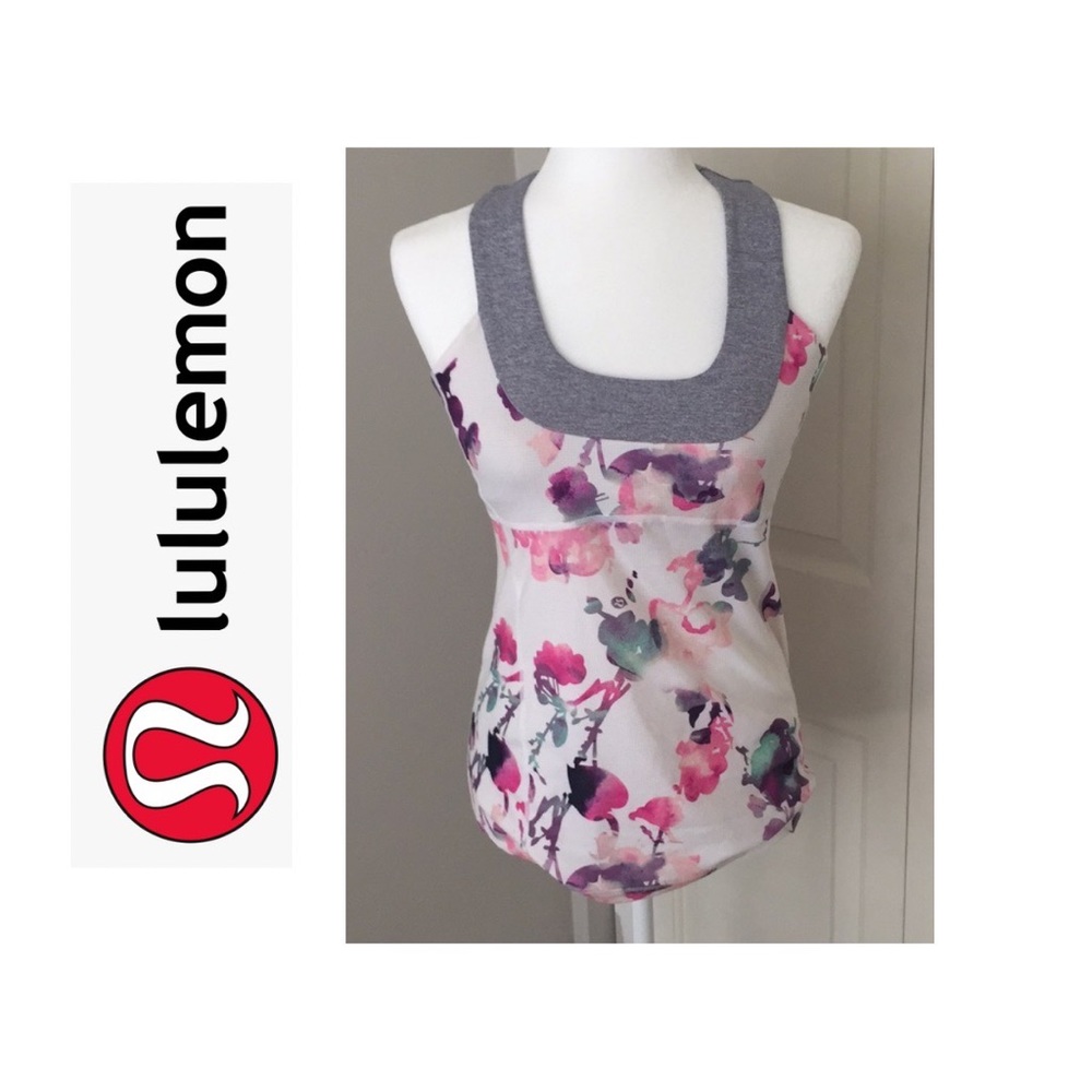 Rare Lulu Lemon Racer Back Floral Tank size 8